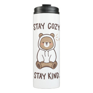 Whimsical Bear with Positive Kindness Quote Thermal Tumbler