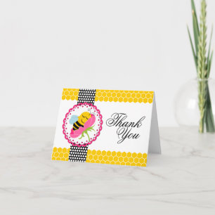 Whimsical Bee Baby Shower Pink Flower Thank You