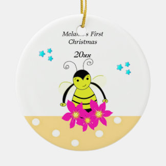 Whimsical Bee Baby's First Christmas Ceramic Ornament