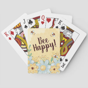 Whimsical Bee Happy Honeycomb Playing Cards