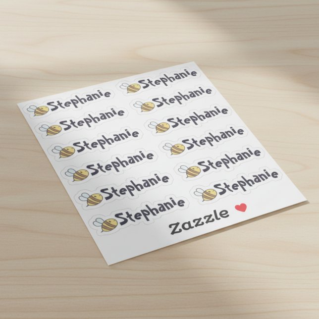 Whimsical Bee Name Labels - Set of 12 (Set of 12 whimsical bee name labels.)