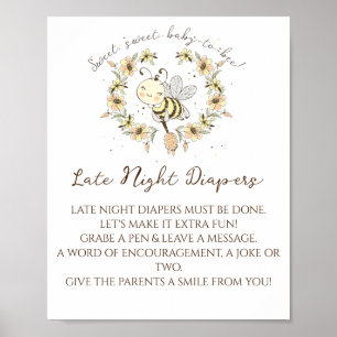 Whimsical Bee Wreath Late Night Diapers Sign