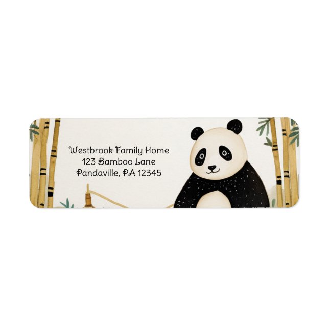 Whimsical Beige Bamboo and Panda Birthday Party (Front)