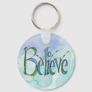 Whimsical Believe Hand-Lettering Keychain