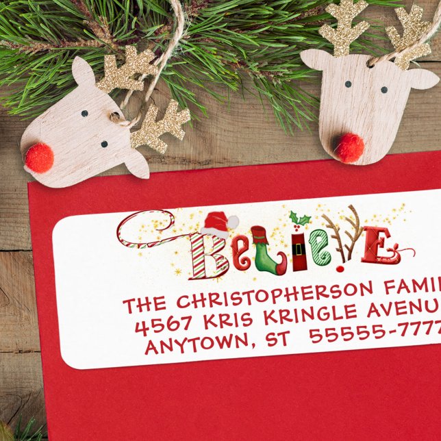 Whimsical BELIEVE Typography Christmas Santa (Creator Uploaded)