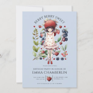 Whimsical Berry Sweet Girl's Birthday Party Invitation