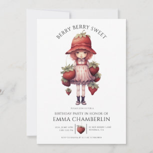 Whimsical Berry Sweet Girl's Birthday Party Invitation