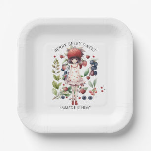 Whimsical Berry Sweet Girl's Birthday Party Paper Plate