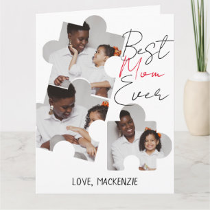 Whimsical Best Mom Ever Puzzle Piece Photo  Card