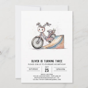 Whimsical Bicycle Monster Birthday Invitation