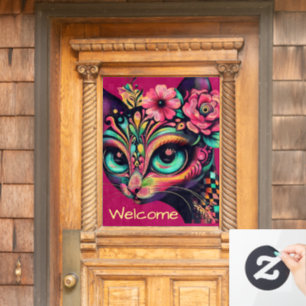 Whimsical Big-Eye Retro Diva Cat Kitty Window Cling