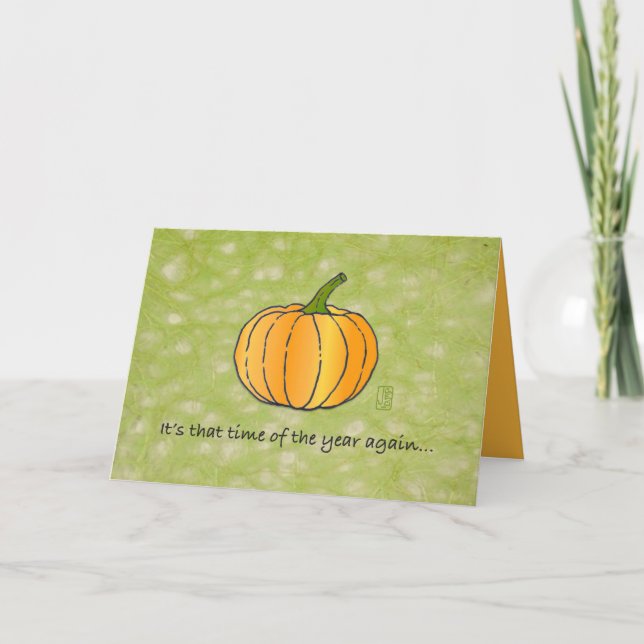 Whimsical BIG Pumpkin Halloween Card (Front)