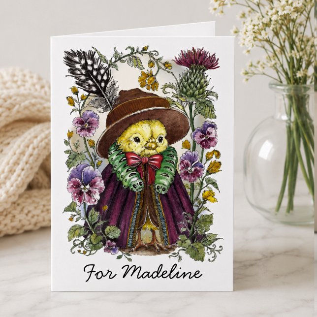 Whimsical Bird and Wildflower Name Design Card (Creator Uploaded)