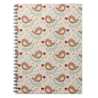 Whimsical Bird & Floral Pattern Notebook