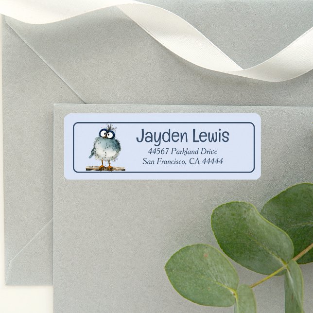 Whimsical Bird On A Branch Return Address  (Creator Uploaded)