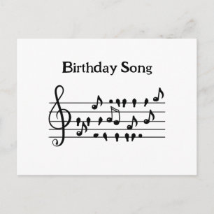Whimsical Bird Song Music Birthday Postcard