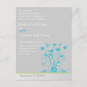 Whimsical Bird Swirl Wedding Invitation