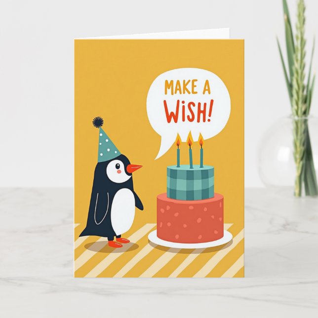 Whimsical Bird Wish Card (Front)