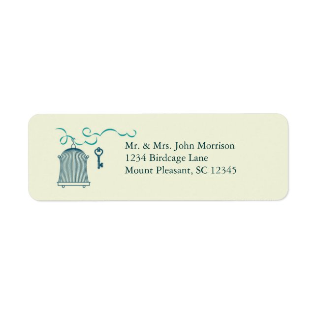 Whimsical Birdcage Wedding Avery Label (Front)