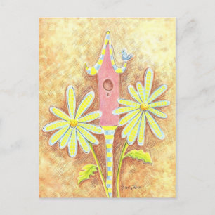 Whimsical Birdhouse Postcard