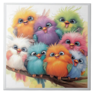 Whimsical birds background tile