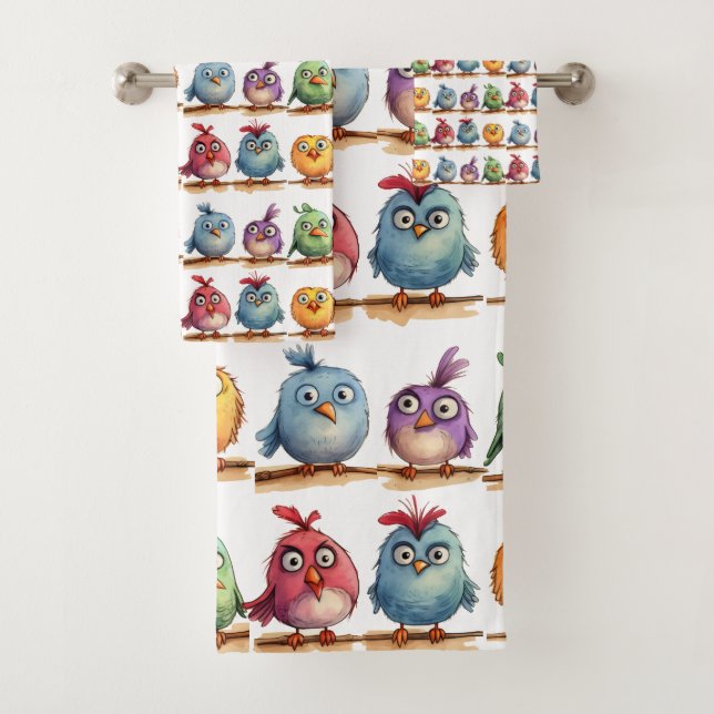 Whimsical Birds Bath Towel Set (Insitu)