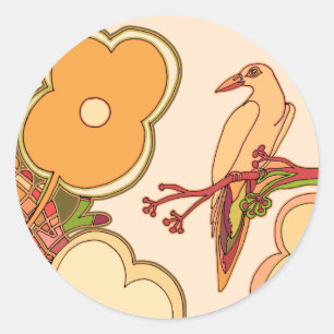 Whimsical Birds Classic Round Sticker