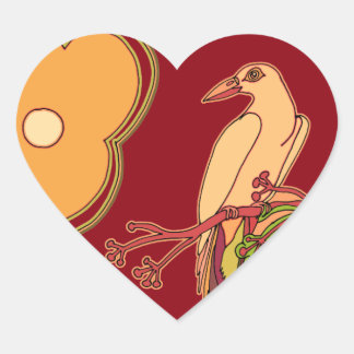 Whimsical Birds Heart Sticker