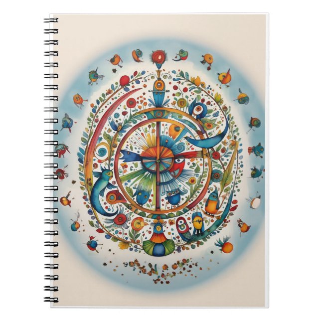 Whimsical Birds in Harmony Blank Card Notebook (Front)