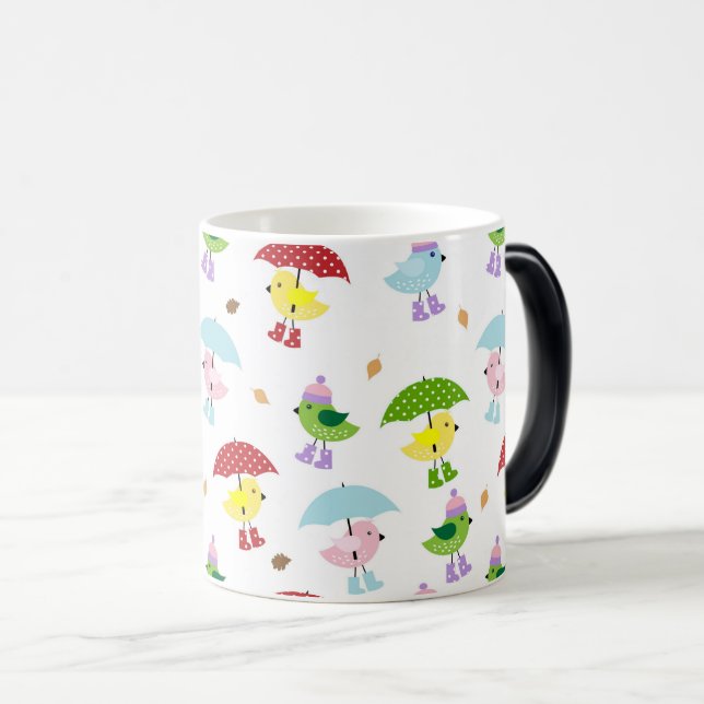 Whimsical Birds in Rain Boots Seamless Pattern  Magic Mug (Front Right)