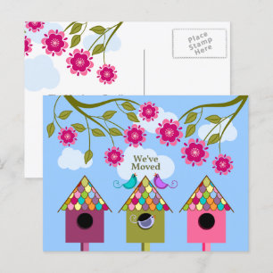Whimsical Birds Moving Announcement Postcard