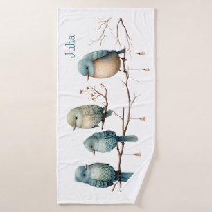 Whimsical Birds on Branches Timeless Elegance Bath Towel Set