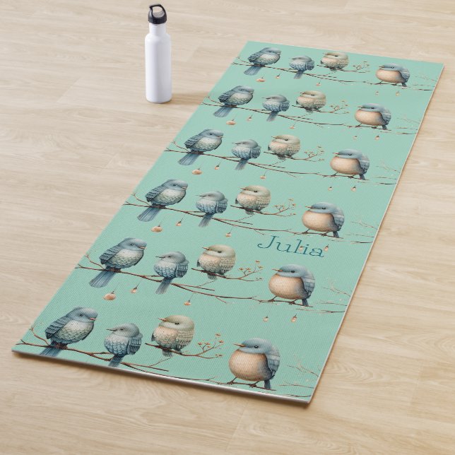Whimsical Birds on Branches Timeless Elegance Yoga Mat (In Situ)