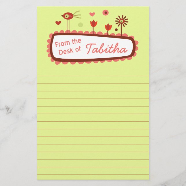 Whimsical Birds  Stationery (Front)