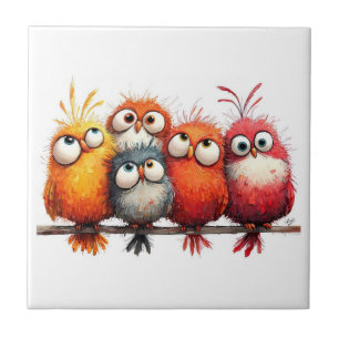 Whimsical birds tile