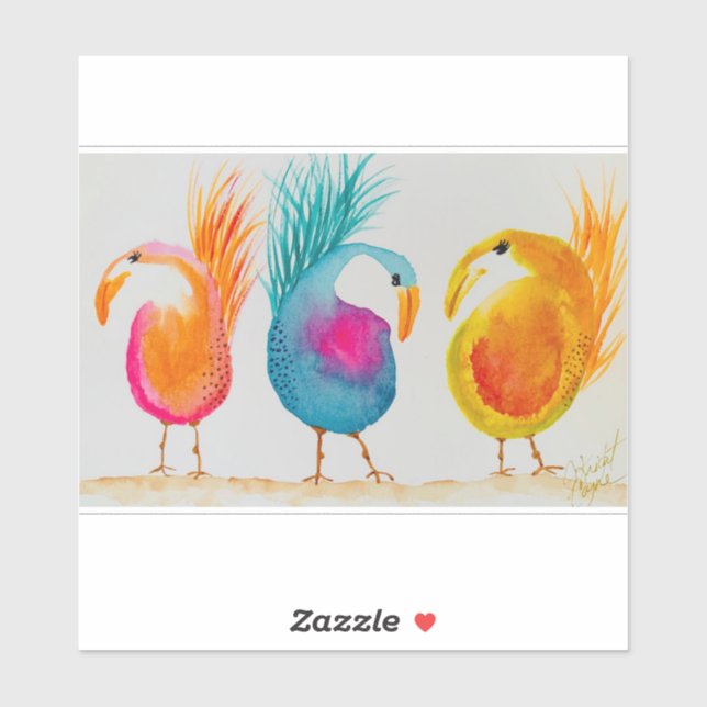 Whimsical Birds Vinyl Car Stickers (Sheet)