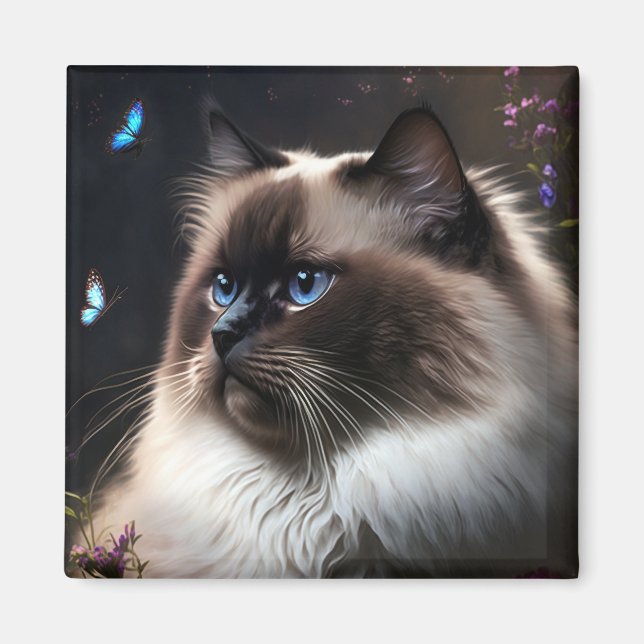 Whimsical Birman Cat Magnet (Front)