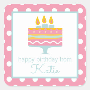 Whimsical Birthday Cake Personalized Gift Stickers
