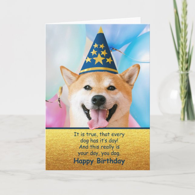 Whimsical Birthday Card For Man or His Best Friend (Front)