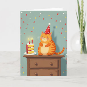 Whimsical Birthday Cat Card