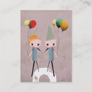 whimsical birthday colourful bird old business card
