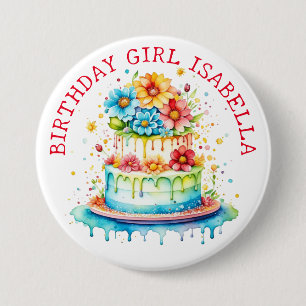 Whimsical Birthday Girl 3 Inch Round Button