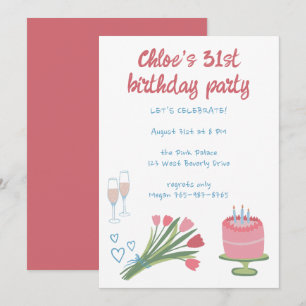 Whimsical Birthday Party Girlie Cute Custom  Invitation