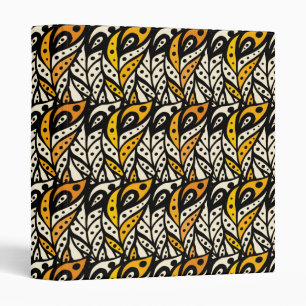 Whimsical black and gold peacock feather pattern binder