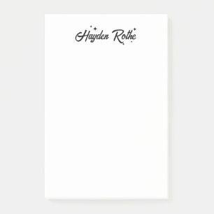 Whimsical Black and White Retro Calligraphy Post-it Notes
