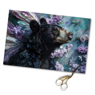 Whimsical Black Bear Decoupage Furniture Tissue Paper