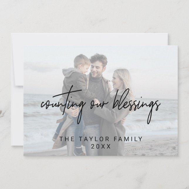 Whimsical Black Blessings 2 Horizontal Photos Holiday Card (Front)