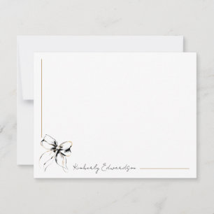 Whimsical Black Bow Full Name or Couple's Names Card
