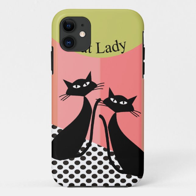 Whimsical Black Cat Art Case-Mate iPhone Case (Back)