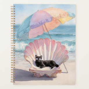 Whimsical Black Cat Beach Planner